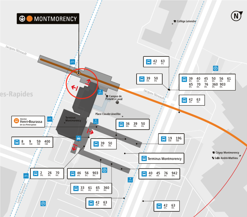 Carte des alentours de la station accessible