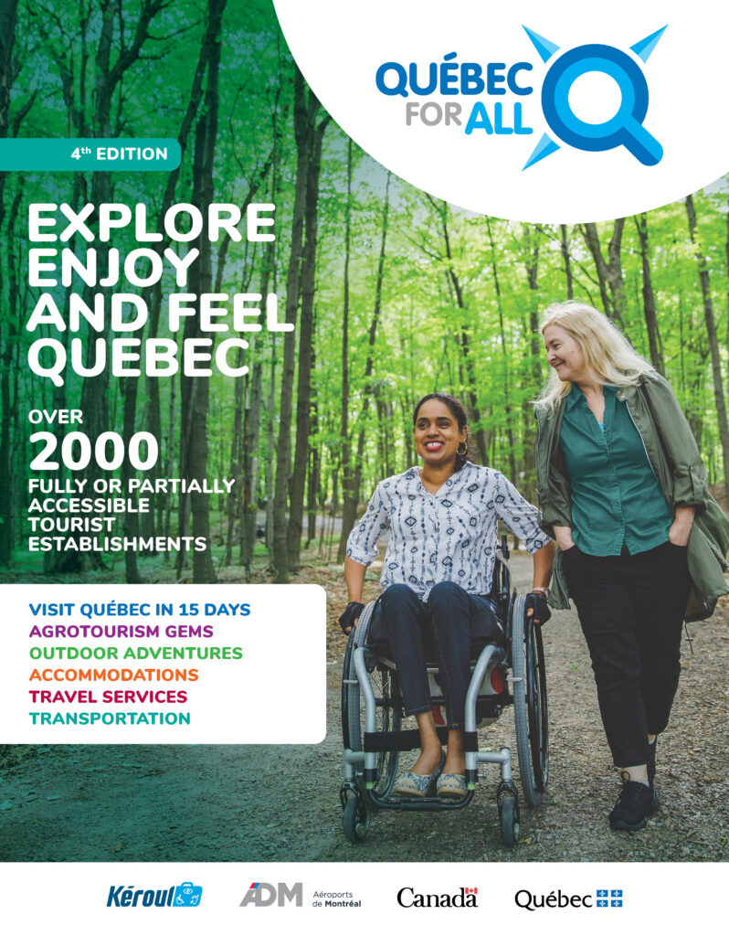 Cover of Québec for all, wheelchair user with friend in forest
